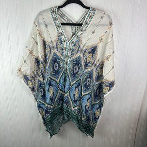 Chico's‎ Diamond-Print Lace-Detail Poncho size S/M